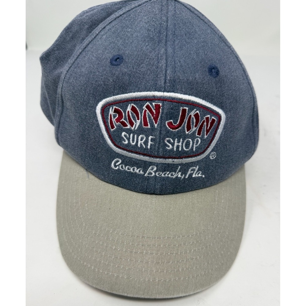 Ron Jon Surf Shop Cocoa Beach Hat Cap Adjustable Denim Blue Gray Bill